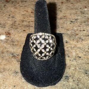 Elegant Silver and Black Women's Wide Ring